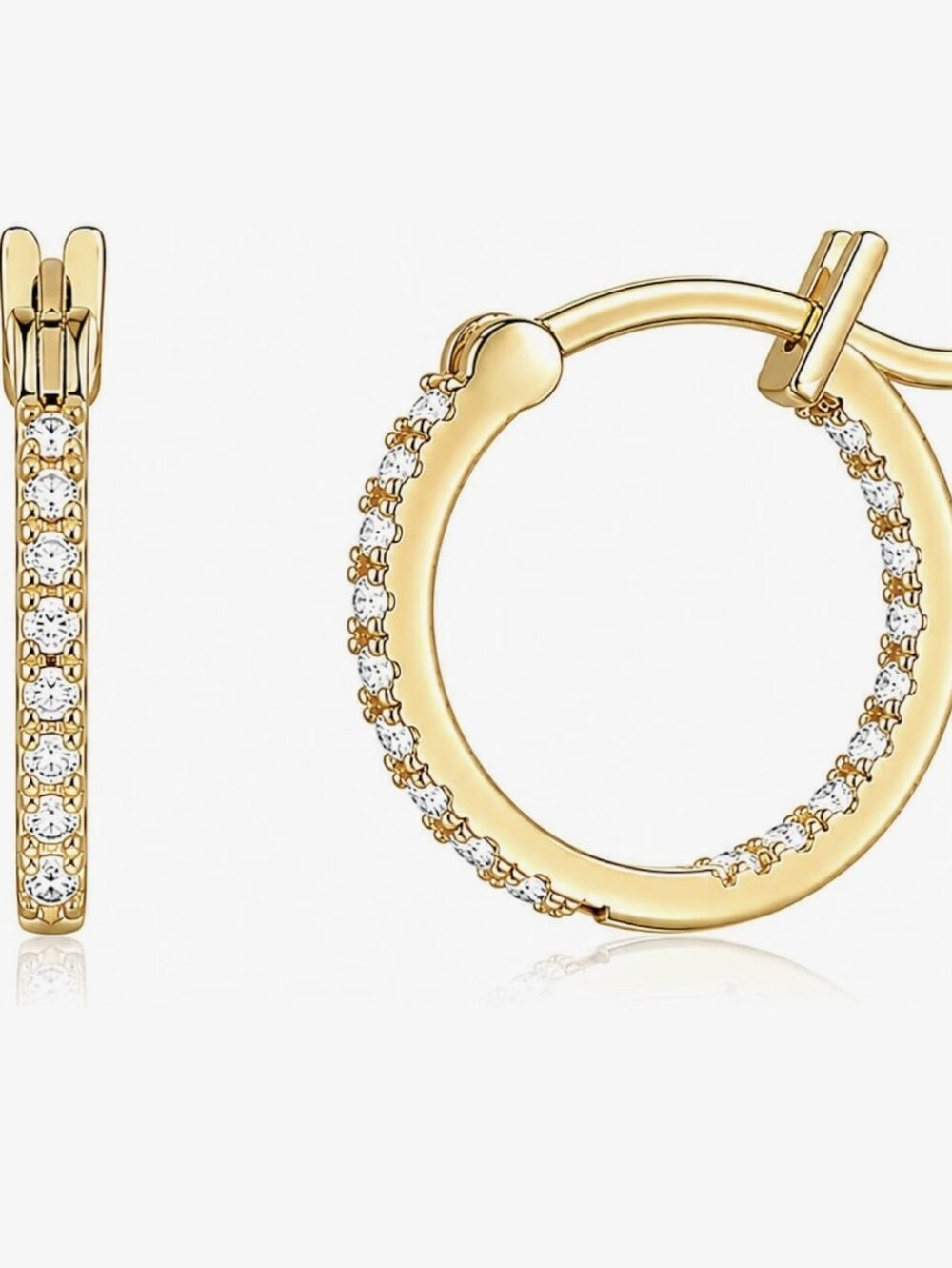 14k Gold And CZ Hoop Earrings